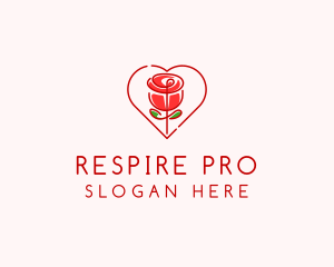 Rose Heart Flower  logo design