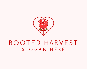 Rose Heart Flower  logo design