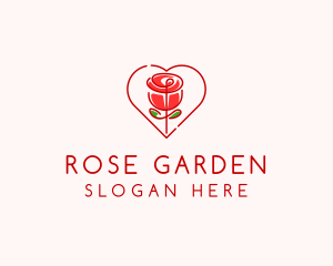 Rose Heart Flower  logo design