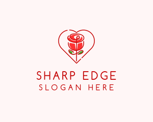 Rose Heart Flower  logo design