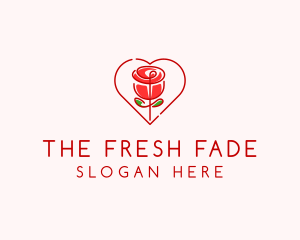 Rose Heart Flower  logo design