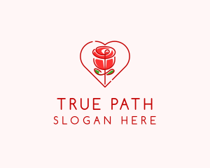 Rose Heart Flower  logo design