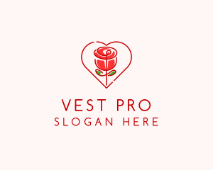 Rose Heart Flower  logo design