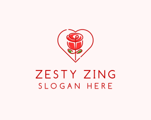 Rose Heart Flower  logo design