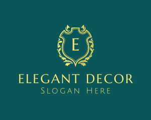 Ornate Floral Shield logo design