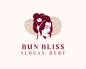 Flower Hair Bun Woman logo