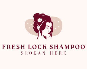 Flower Hair Bun Woman logo design