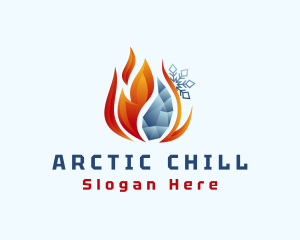 Snowflake Frozen Flame logo design