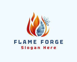 Snowflake Frozen Flame logo design