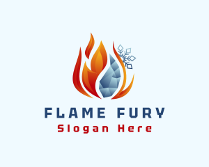 Snowflake Frozen Flame logo design