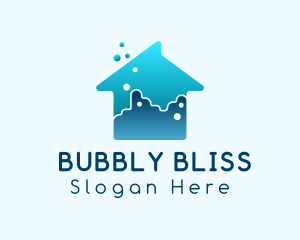 Blue House Cleaning logo design