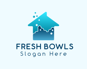 Blue House Cleaning logo design