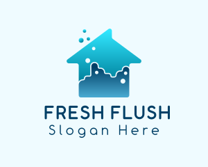 Blue House Cleaning logo design