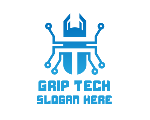 Blue Tech Beetle logo design