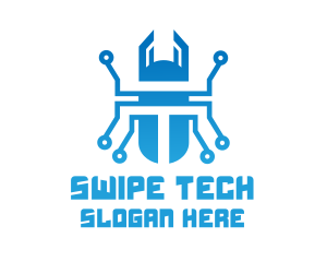 Blue Tech Beetle logo design