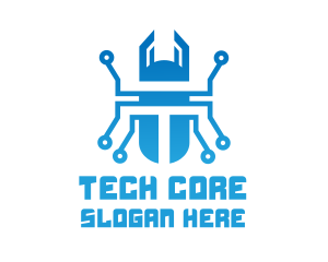 Blue Tech Beetle logo design