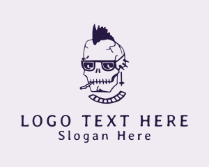 Smoking Mohawk Skull logo