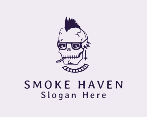 Smoking Mohawk Skull logo design