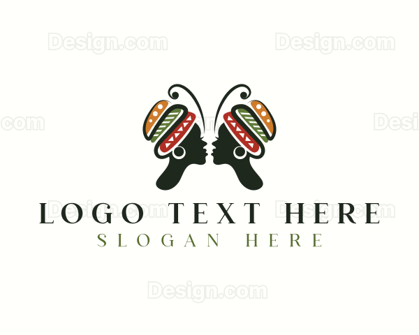 African Woman Butterfly Logo