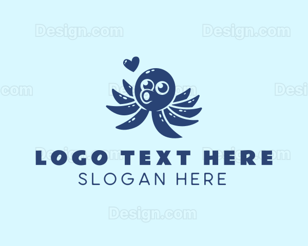 Cute Octopus Heart Logo