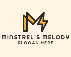 Electrical Bolt Letter M logo design