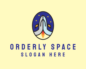 Hand Space Rocket logo design