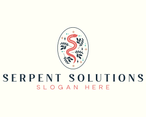 Floral Serpent Boho logo design