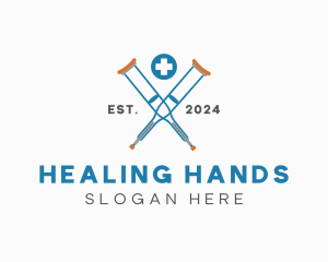 Medical Crutches Equipment logo design