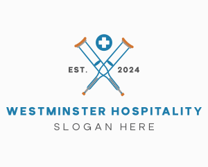 Medical Crutches Equipment logo design