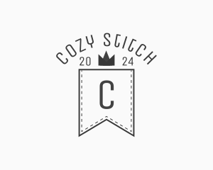 Crown Banner Stitch logo design