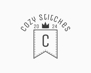 Crown Banner Stitch logo design