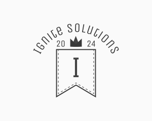 Crown Banner Stitch logo design