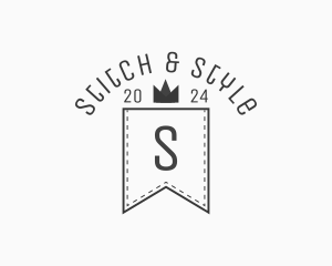 Crown Banner Stitch logo design