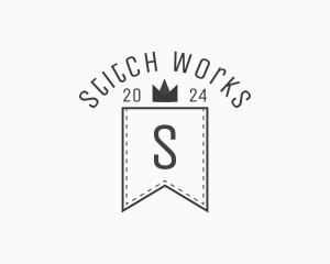 Crown Banner Stitch logo design