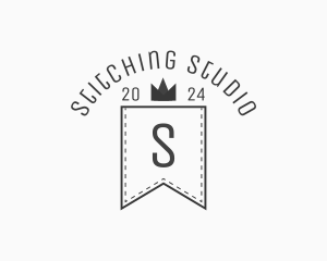 Crown Banner Stitch logo design