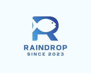 Fish Letter R logo design