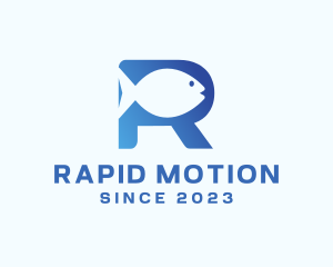 Fish Letter R logo design