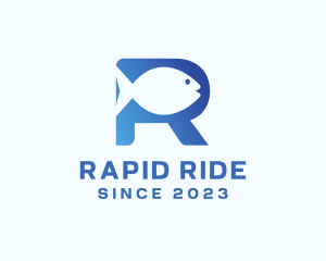 Fish Letter R logo design