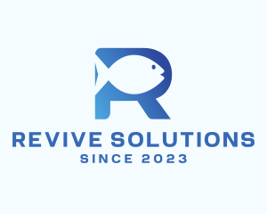 Fish Letter R logo design