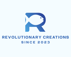 Fish Letter R logo design