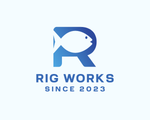 Fish Letter R logo design