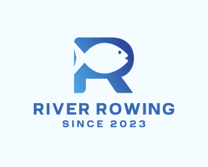 Fish Letter R logo design