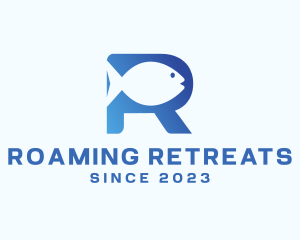 Fish Letter R logo design