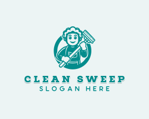 Janitorial Housekeeper Broom logo design