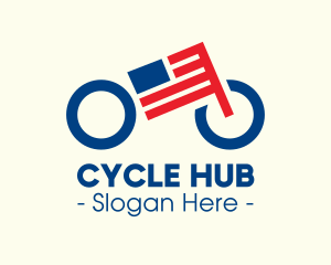 American Flag Bike logo design