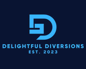 Blue Digital Letter D  logo design