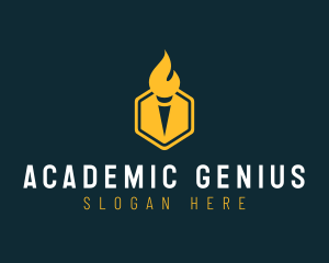 Hexagon Academic Torch logo design