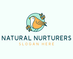 Cute Bird Leaves logo design