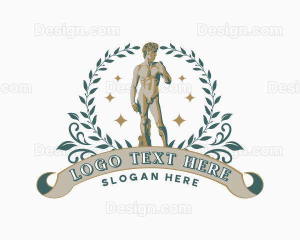 Nude Male David Statue Logo