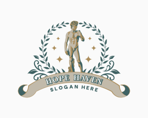 Nude Male David Statue Logo